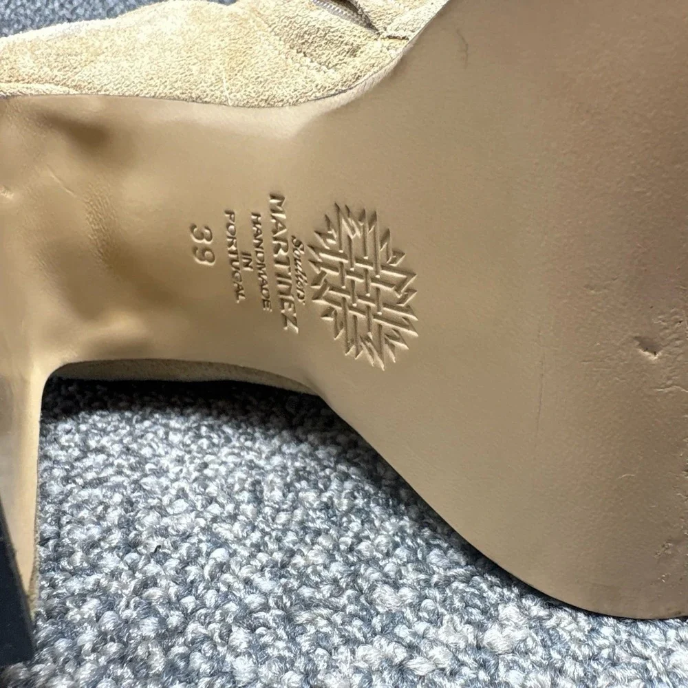 Souliers Martinez Chueca Suede Platform Ankle Boots Beige Taupe Block Heel EU 39